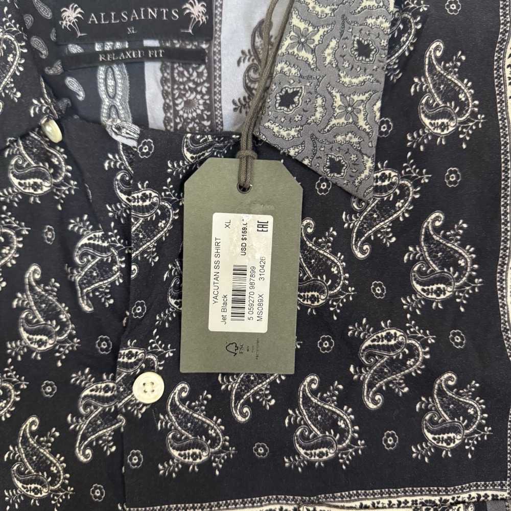 All Saints Paisley Bandana Yacutan Mens Short Sleeved Shirt Size XL NWT - Picture 4 of 6